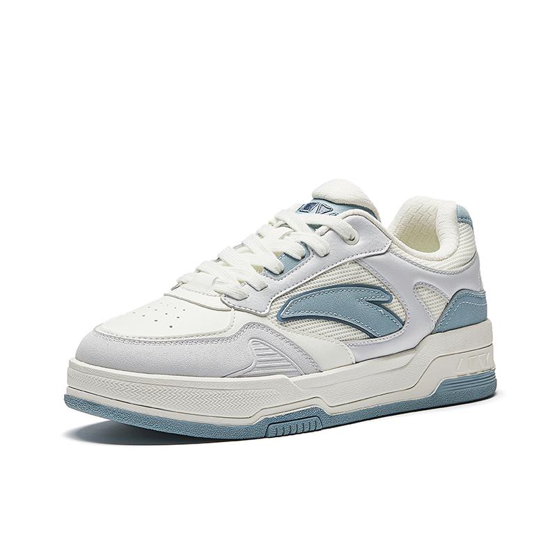 New Anta Height Increasing Abrasion Resistant Lightweight Slip Resistant Low Top Skateboard Shoes Women's White Gray Blue 922538012-2