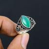 Natural Green Onyx Gemstone Handmade 925 Sterling Silver Ring Size 8 j7A76