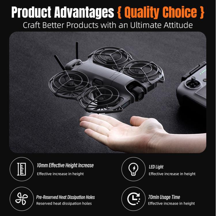 Для DJI Neo 2 STARTRC Светодиодная подсветка Увеличенное шасси Тренировочная стойка (черный)