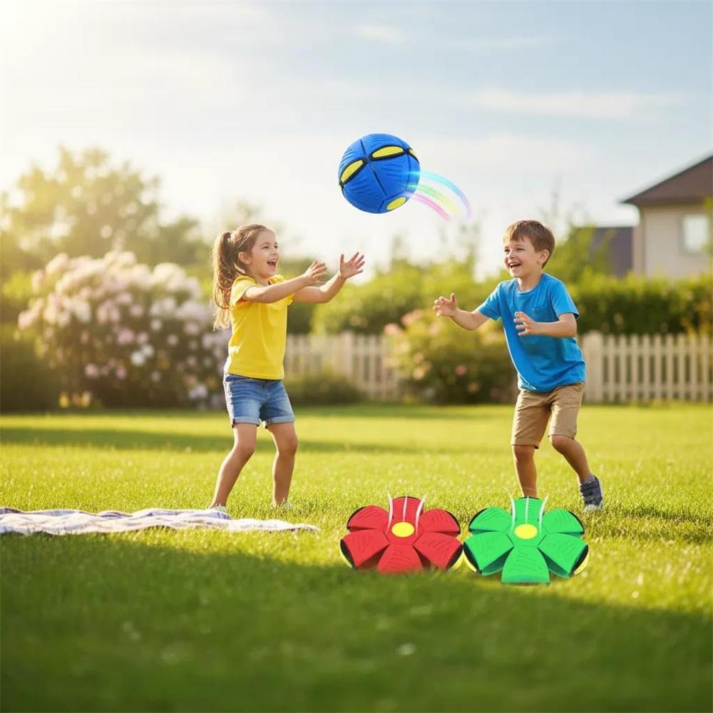 Нетоксичная светящаяся волшебная тарелка НЛО-шар Сквиши Трансформирующийся прыгающий мячик Игрушка с 6 огнями Интерактивная для родителей и детей Подарок для детей