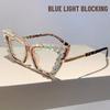 Diamond Decoration Cat Eye Glasses for Women Fashion Blue Light Blocking Computer Gaming Eye Protection Classic Plain Glasses