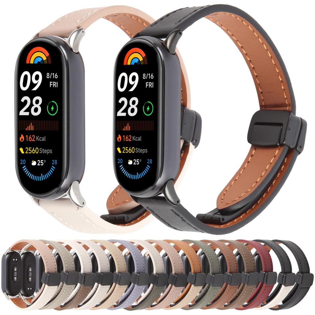 Для Xiaomi Smart Band 9/8 складной магнитный черный ремешок для часов из микрофибры с пряжкой