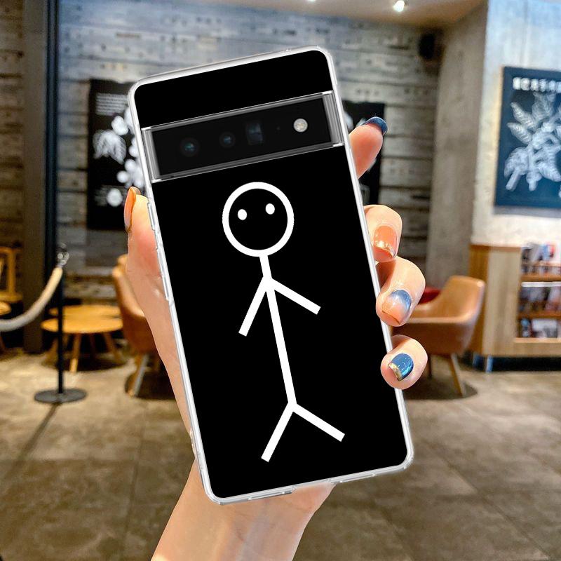 Смешной милый мультяшный человечек-спичка для Google Pixel 9 8 7 6 Pro чехол для телефона мягкий для Pixel 6A 5 4 5A 4A 3A XL 5G силиконовый прозрачный чехол