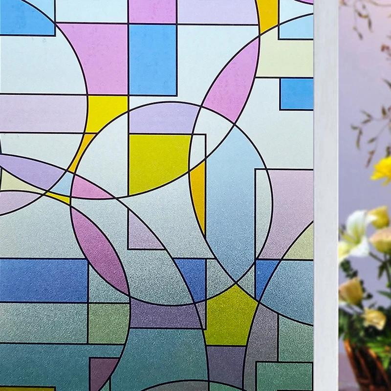 2/3 м Цветочная оконная пленка Виниловая непрозрачная стеклянная пленка Защита конфиденциальности Стеклянные 3D-наклейки Витражные стеклянные пленки Украшение дома