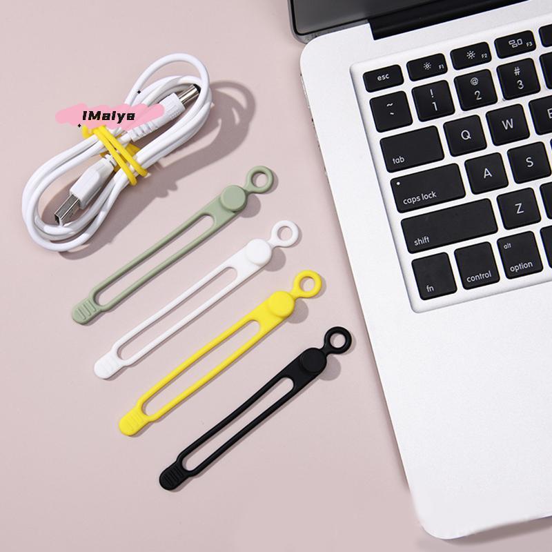 M-10pcsSilicone Cable Ties,Cord Organizer,Cable Straps,Reusable Cord Ties,Travel Cable Organizer ,Cute Elastic Tie, Wire Ties