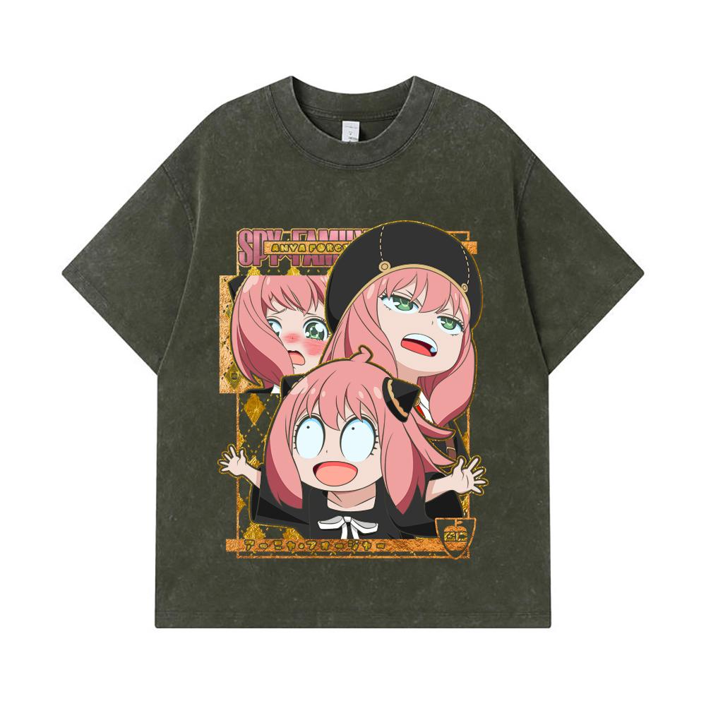 275 GSM Washed T-shirts 100% Cotton Spy x Family V12 Anya Print Unisex Heavy Cotton T Shirt