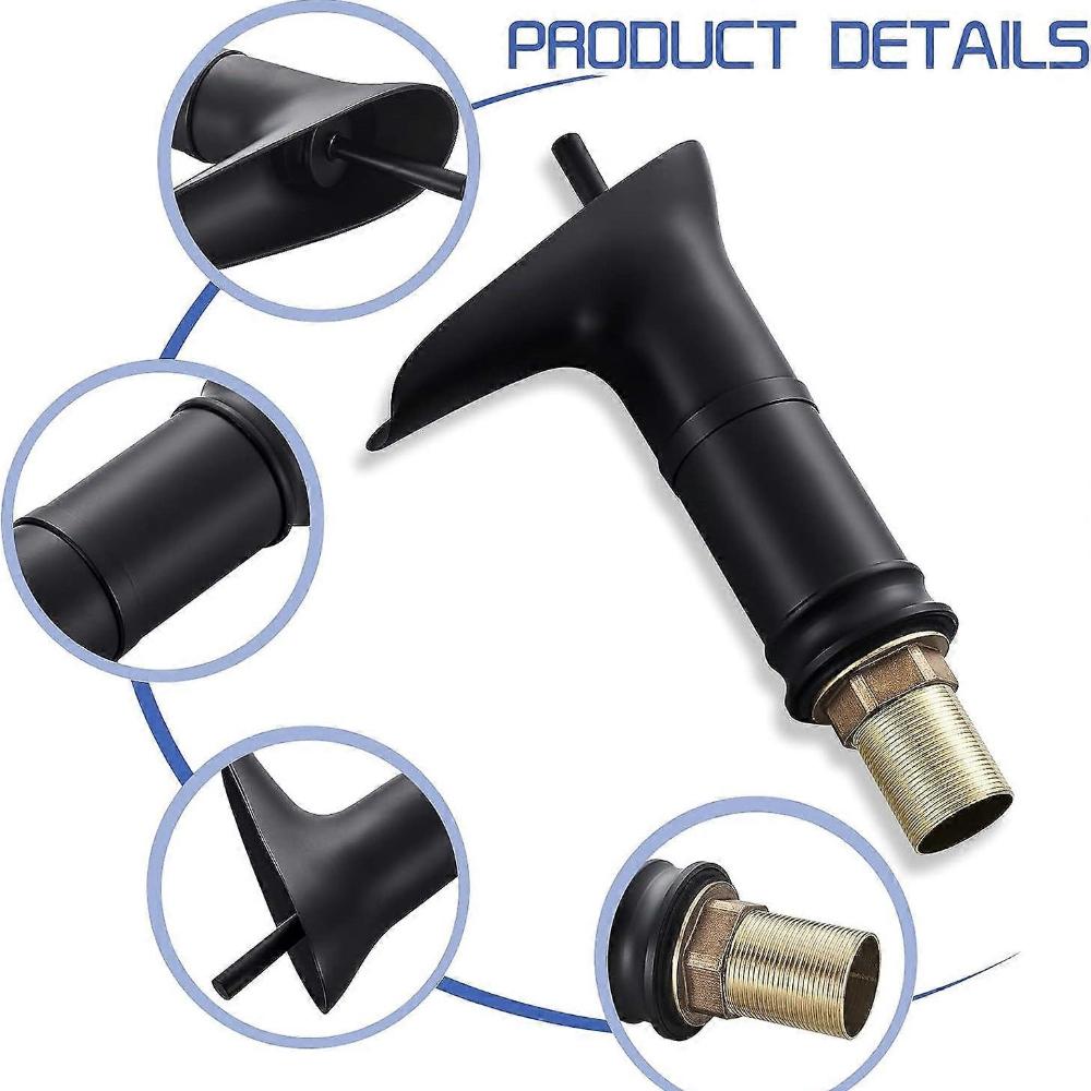 Bathroom Waterfall Basin Mixer Tap Black Brass Single Lever Washbasin Mixer Tap Bathroom Wash Basin Tap for Hot and Cold Water