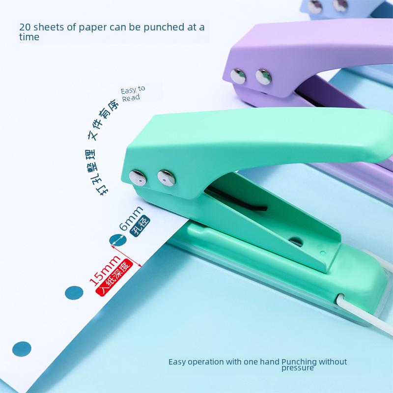 Дырокол для бумаги Macaron Color Loose-Leather формата А4, круглое отверстие 6 мм для самостоятельного изготовления и для студентов