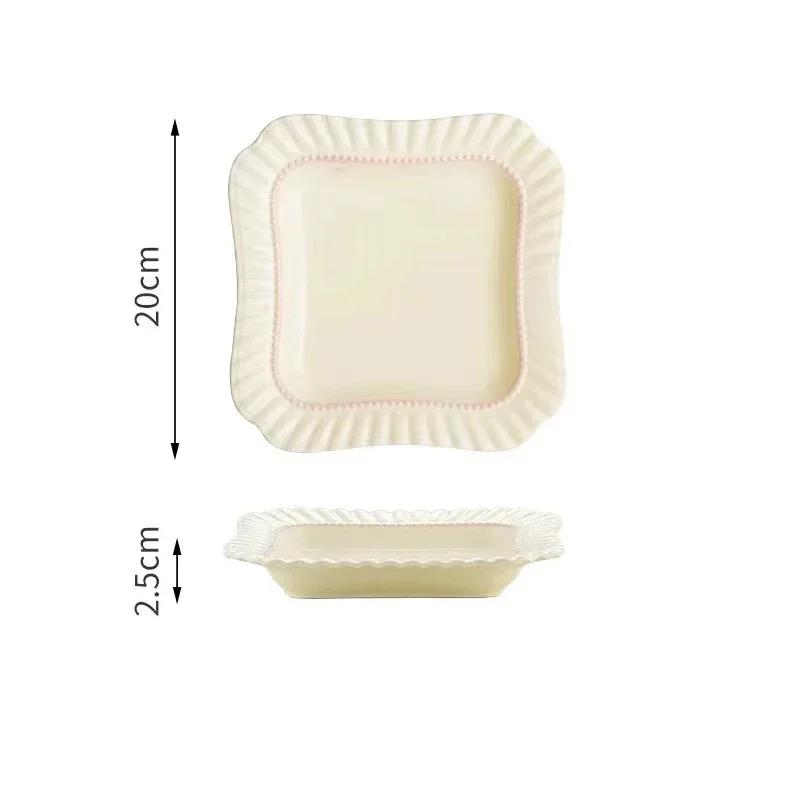 Круглая керамическая тарелка во французском стиле, легкая, роскошная, для ресторана, паста, обеденные тарелки, десертная тарелка для послеобеденного чая, изысканная столовая посуда