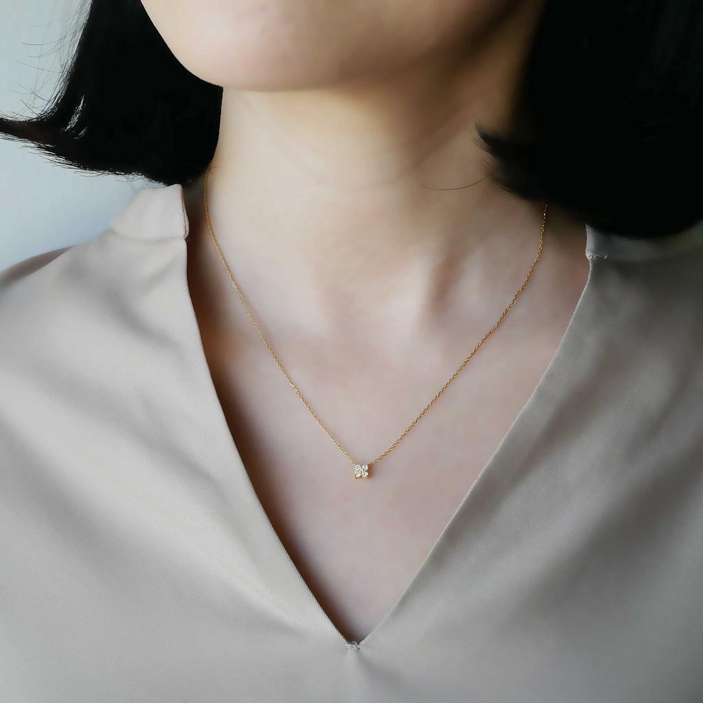 Necklace K18 Yellow Gold Diamond Corolla Petal AGVN594440DI [Vendome Aoyama] [Official] 0.1ct