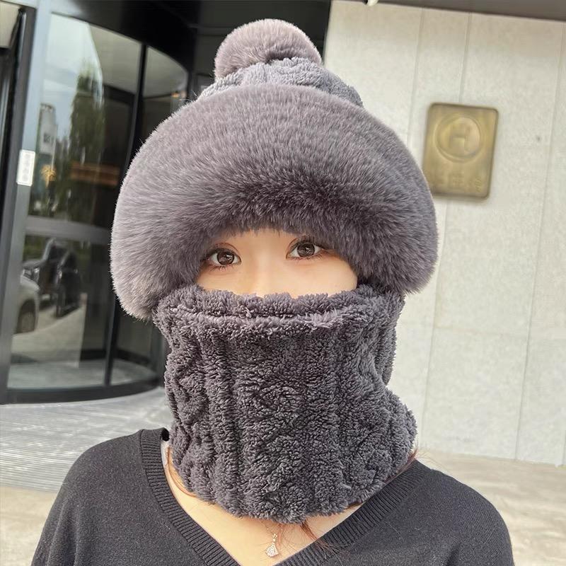Зимняя теплая шапка, шапки, шарф, теплая дышащая кроличья шерсть, вязаная шапка, шарф для женщин, защитные шапки, ветрозащитные шапки