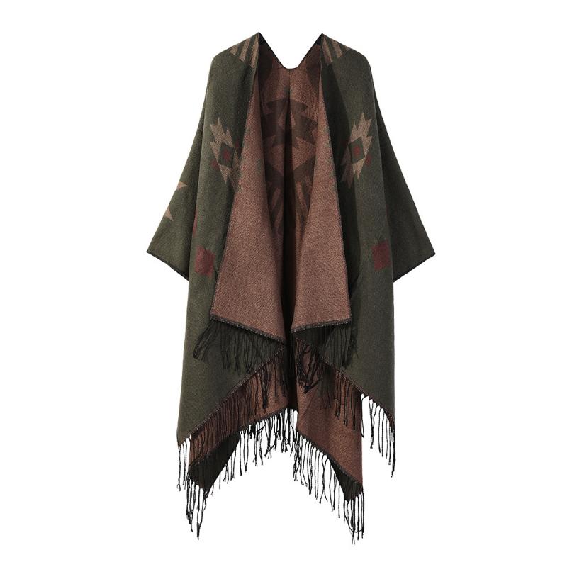 Ethnic Style Shawl Summer Outer Wear Women's Large Shawl Cape Cloak High-end Knitted Scarf