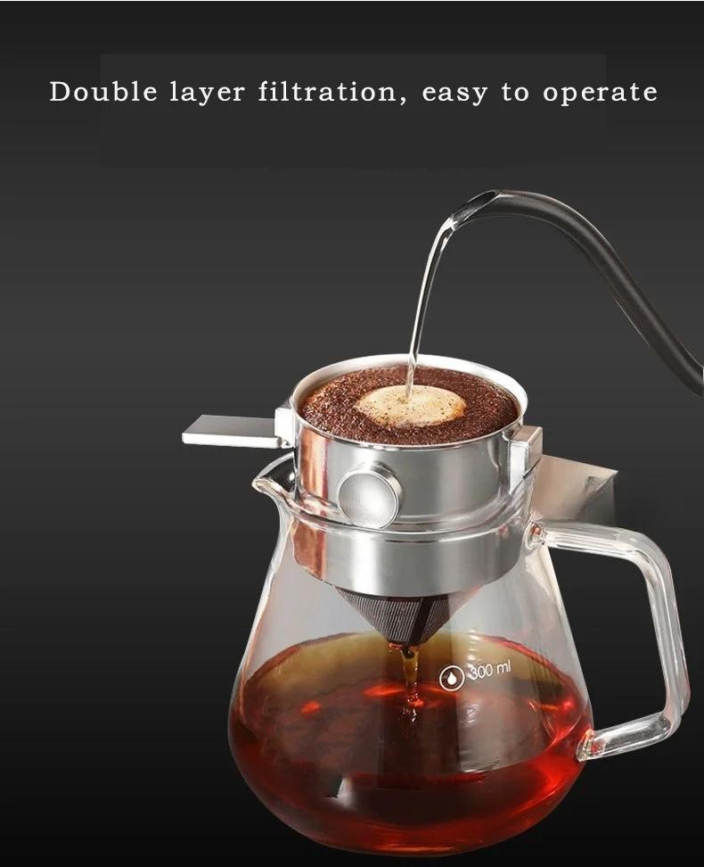 Чашка кофейного фильтра из нержавеющей стали, многоразовый конусный кофейный фильтр, пуровер-кофеварка, складная чашка-фильтр для капельного эспрессо и чая