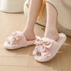 Elegant Hairy Slippers Girls Cotton Slippers Bow Home Plush Slippers Indoor Furry Slippers Female Home Shoes Slippers Pink