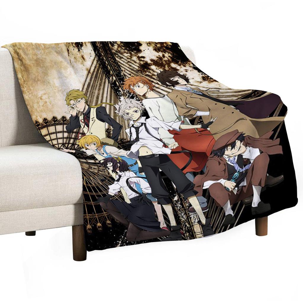 Плед на диван Bungo Stray Dogs, роскошное покрывало, пушистые мягкие пледы, колено, микрофибра, аниме, ребенок, милый, домашний текстиль