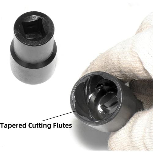 19-Piece Nut Twister and Nut Extractor Socket Set, 1/2" and 3/8" 8-22mm, for Easy Furniture Assembly and Car Repair. Removes Worn and Broken Bolts, Da