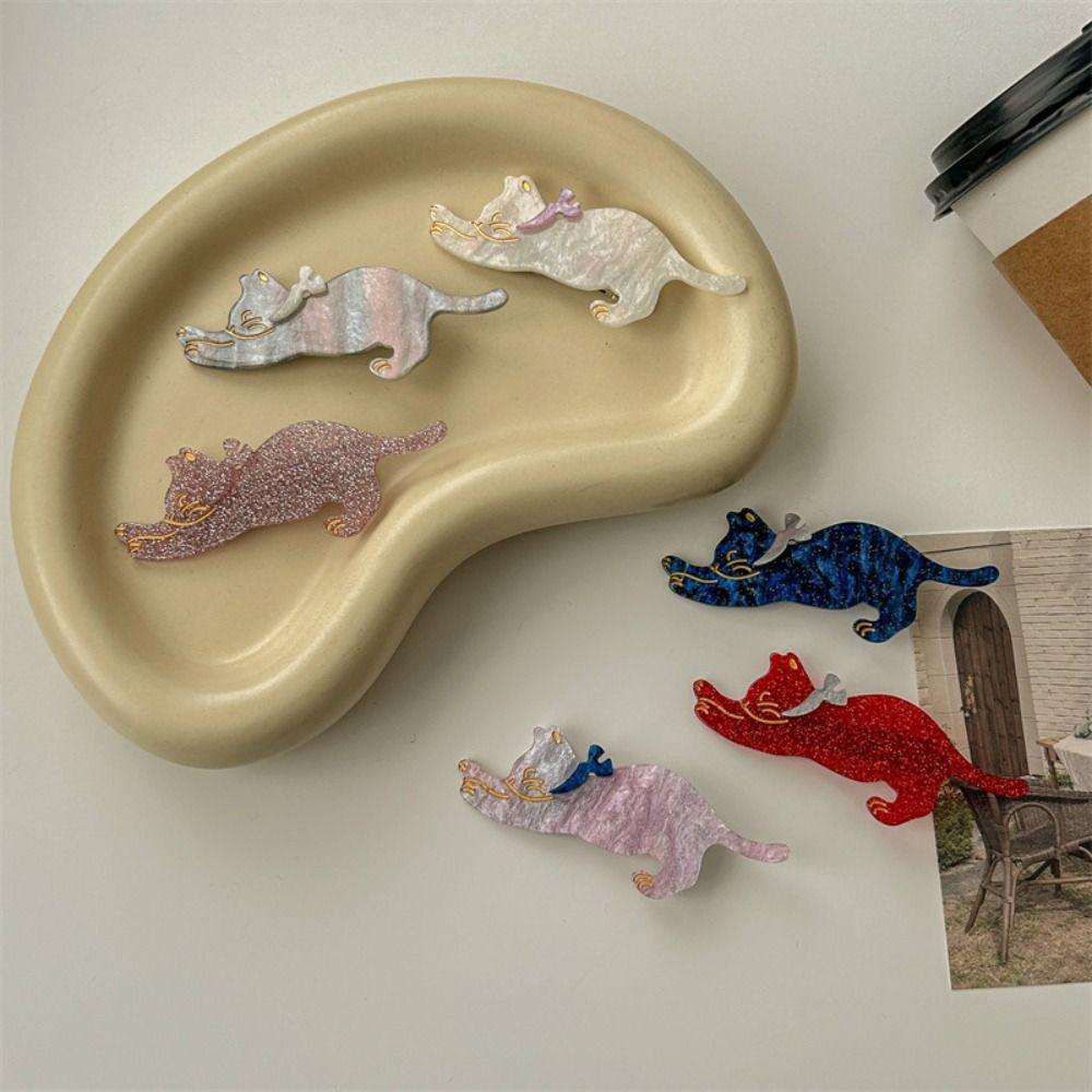 Colorful Cat Hair Clip Cartoon Cat Duckbill Clip Sweet Acetic Acid Hair Clip  Ladies