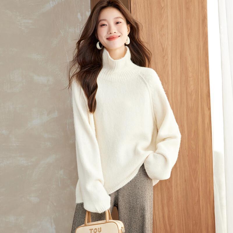 Srcr Women's Wool Blend Heavy Knit High-Neck Sweater