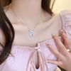 Zircon Bowknot Heart Pendant Necklaces Pink Heart Ladies Girls  Elegant Clavicle Chain For Women Jewelry