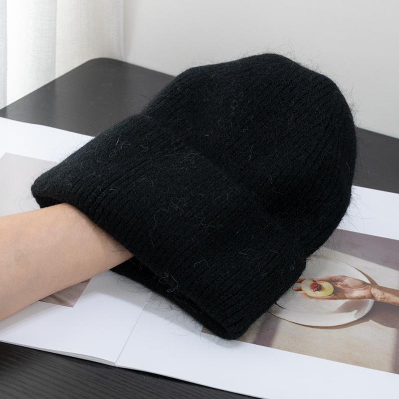 Корейская шапка с капюшоном из меха кролика карамельного цвета для женщин, теплая вязаная шапка, симпатичная корейская японская холодная шапка, вирусный тренд в Instagram