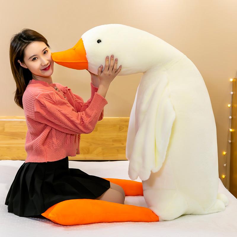 160CM Kids Cute Duck Big White Goose Plush Doll Toy Soft Cushion Baby Sleeping Pillow Stuffed Animal Doll Girl Christmas Toys