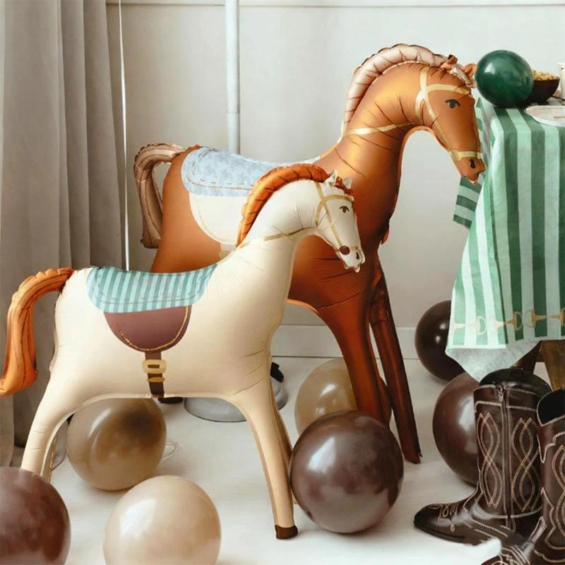 1 шт. Пет Пони День рождения Ферма Тема Вечеринка Воздушные шары Лошадь День рождения Вечеринка Декор Алюминиевые шары Детский душ Фото реквизит