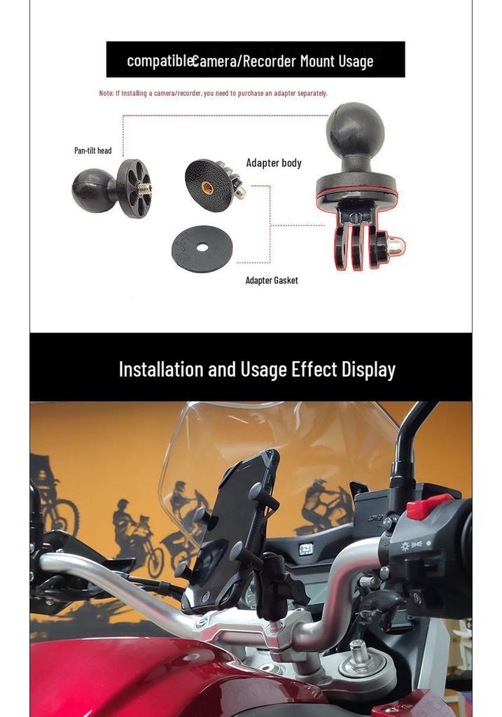 N-STAR Ball Head Tripod Mount for Camera, GoPro, and Motorcycle/Bicycle Video Recording
