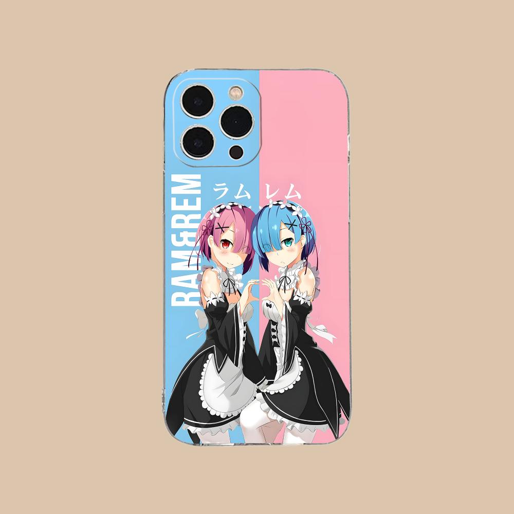 Прозрачный силиконовый чехол ReZero Rem Ram для iPhone 17 16 15 14 13 12 11 X XR XS Air Pro Max Plus Mini Цветной чехол