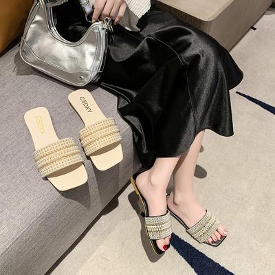 Женские летние новые модные пляжные нескользящие женские тапочки для отдыха на открытом воздухе Pearl Luxury Brand Designer Shoes шлепанцы Zapatos