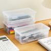 1Pc Large Capacity Plastic Pencil Box Stackable Translucent Clear Pencil Box Office Supplies Storage Organizer Box