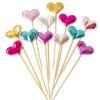 DUOLEIMI Star, Heart, and Pink Crown Cake Toppers, Fruit Picks, Star, and Bamboo Toothpicks (50 Pieces), Perfect for Candy Decorations, Birthdays, Chr