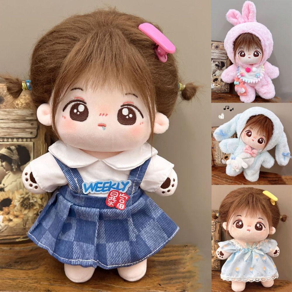 Cute Cartoon Plush Jumpsuit Mini Dolls Toys Accessories Doll T-shirt Clothes  20cm Cotton Doll