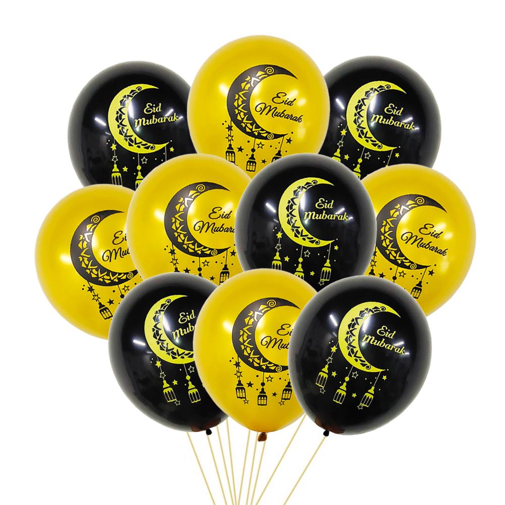 10Pcs 12Inch Eid Mubarak Latex Balloons Ramadan Decoration 2026 Gold Moon Star Balloon Ramadan Eid Muslim Islamic Party Supplies 5