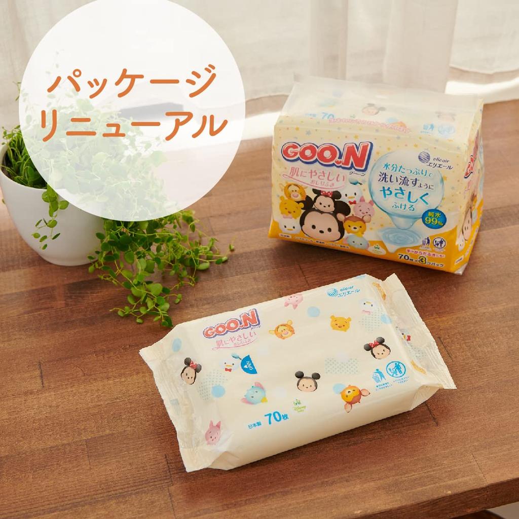 Taprich Влажные салфетки GOOON Baby 840 салфеток Салфетки x 12 [Детский сменный блок] Салфетки, безопасные для кожи, (70 упаковок) [Распродажа кейсов] (Дисней Дизайн)