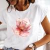 (Asian Size) Casual Printed Tee Sweet Flower Style 90s Top Short Sleeve T Shirt Fashion Women Clothing O-neck Ladies Female Graphic T-shirts