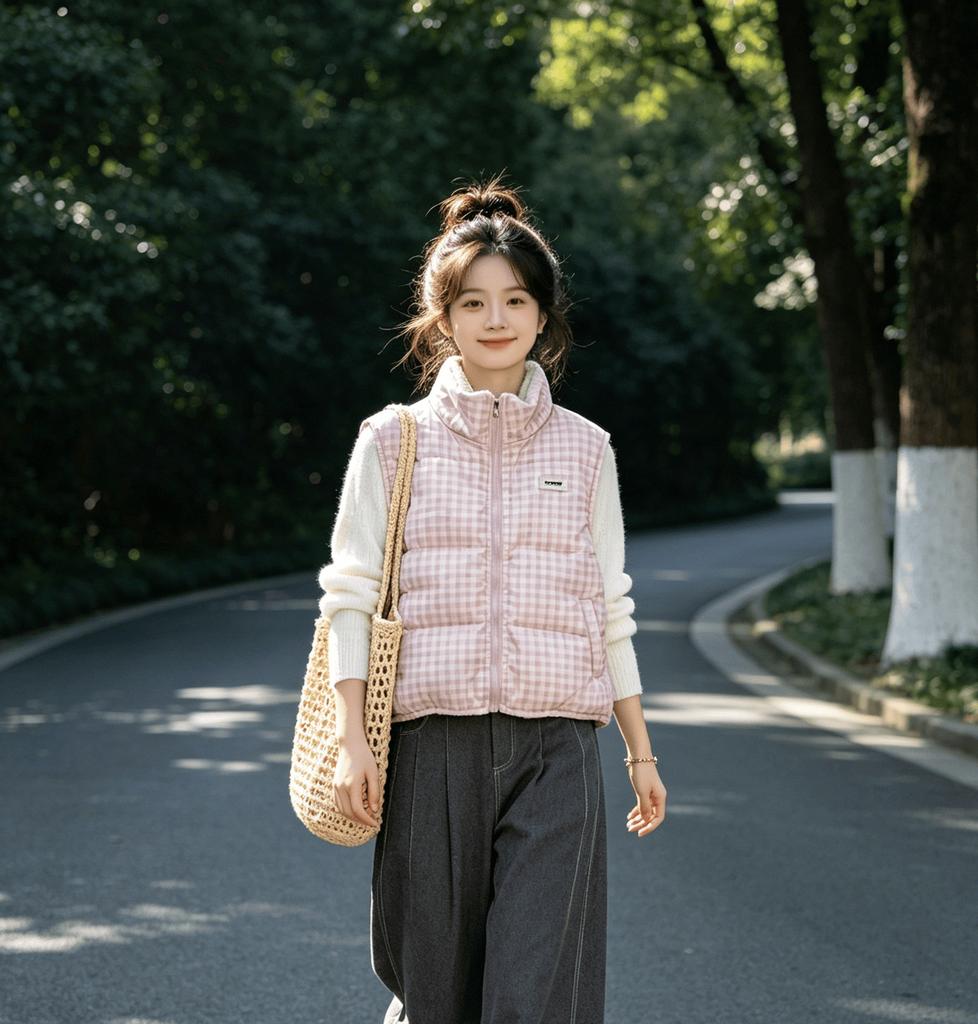 Gentle and sweet, wear sleeveless cotton clothes on both sides, vest for women in winter, new stacked wool cardigan vest