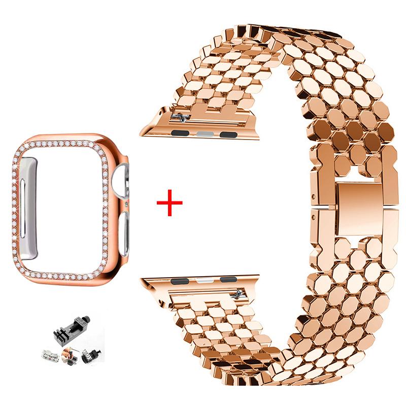 Роскошный стальной ремешок-браслет для Apple Watch, ремешок 44 мм, 40 мм, 42 мм, 38 мм, 41 мм, 45 мм для iwatch series7 6 SE 5 4 3 2 1, металлический ремешок для часов