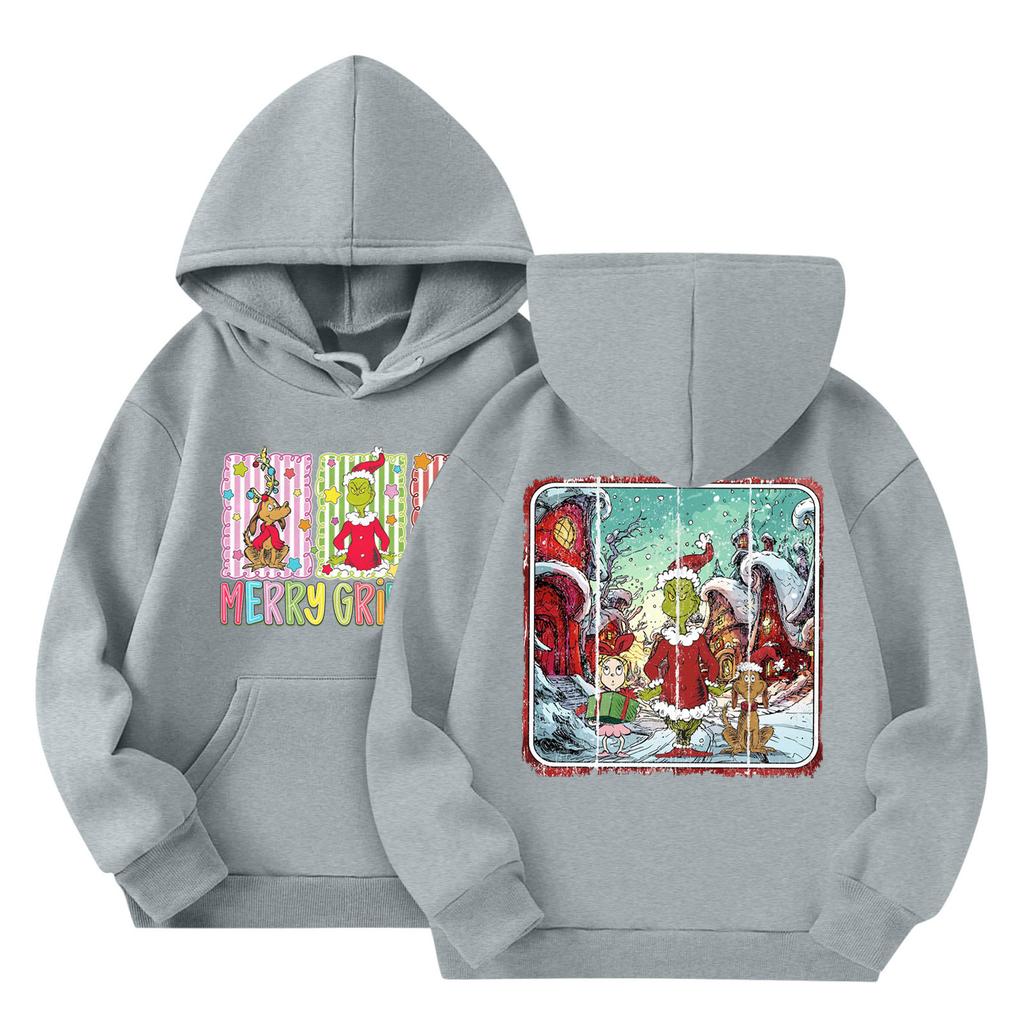 Детская мода Легкий пуловер с длинным рукавом с карманами Толстовка с принтом