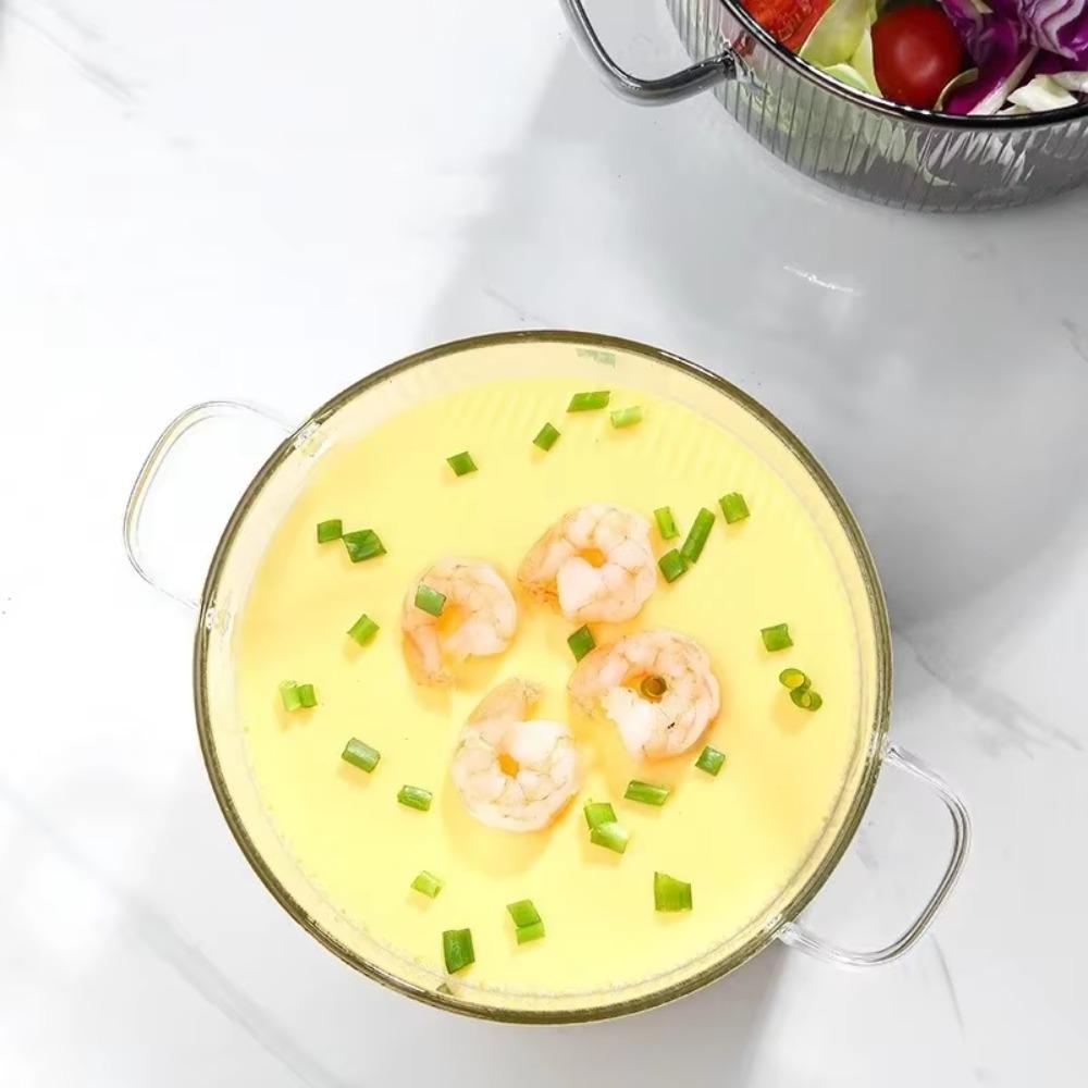 Бинауральная кастрюля для супа с ручками, жаростойкая миска для рамена, кухонная посуда, медведь, стеклянная кастрюля, каша