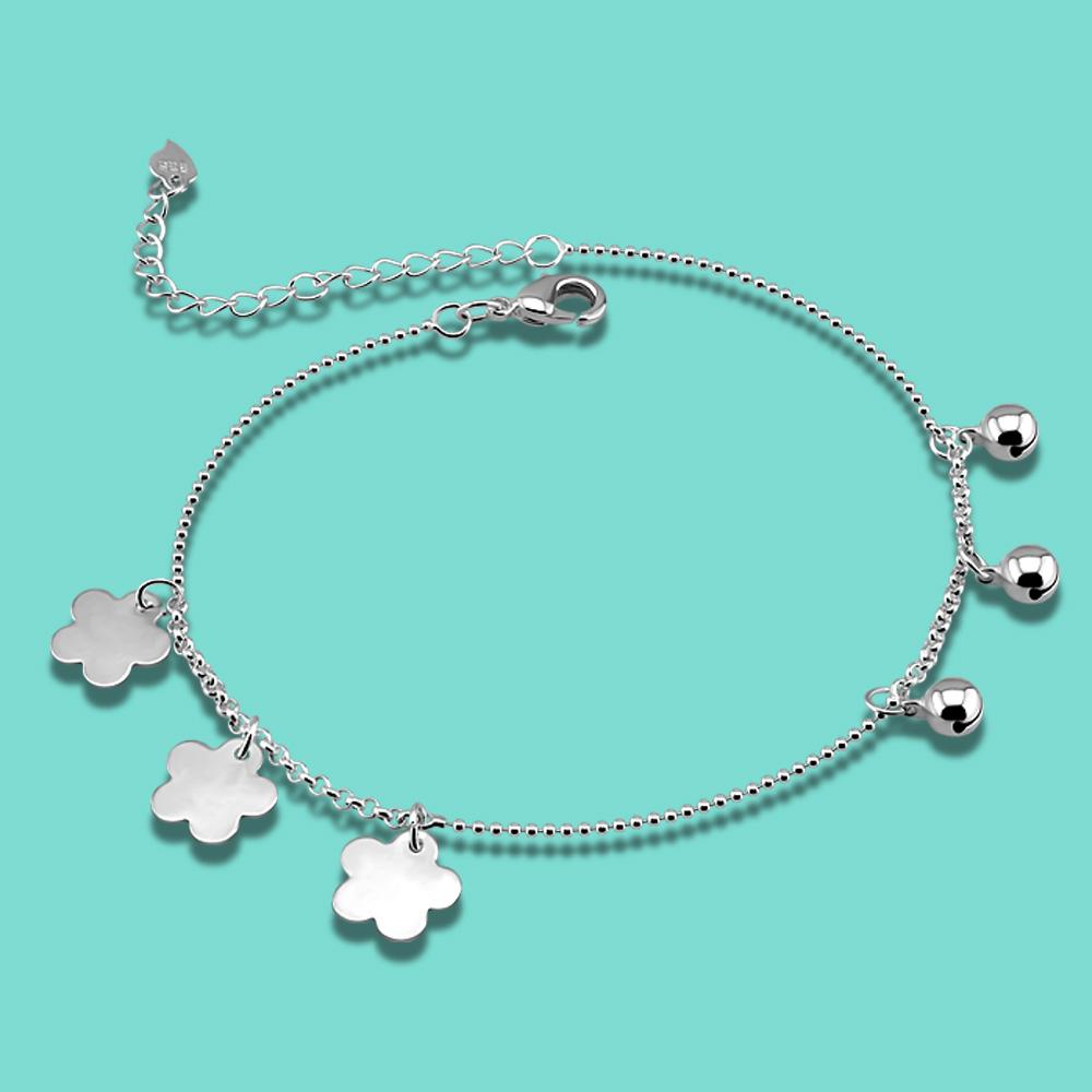 Летние популярные серебряные украшения, браслет из стерлингового серебра 925 пробы, милый цветок, подвеска, дизайн, однотонный серебряный браслет, женские аксессуары для ног