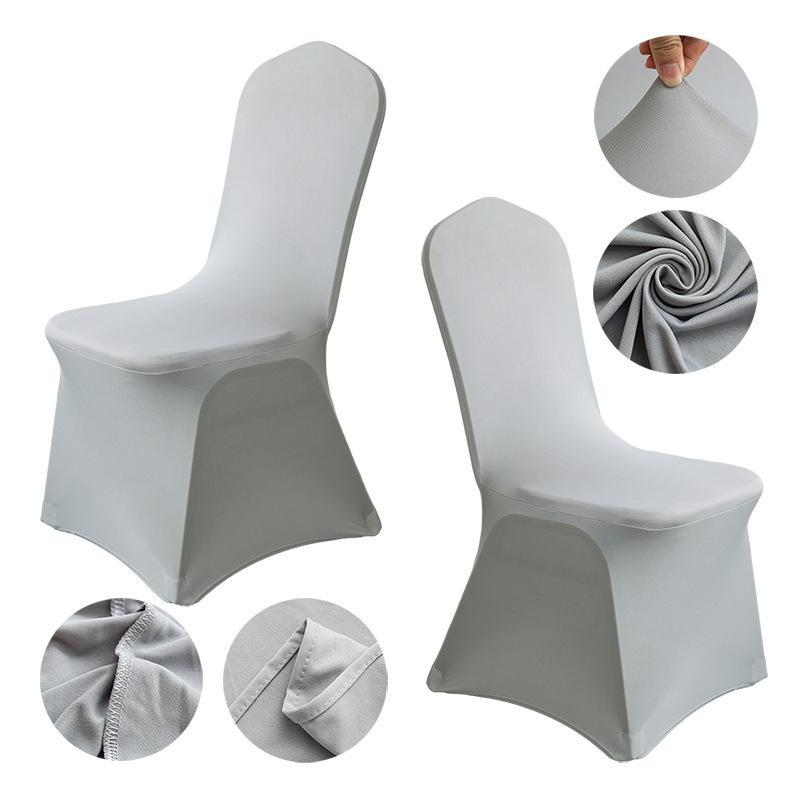 White Elastic Chair Cover with Bow for Wedding Banquet Hotel Event Full Slipcover One-Piece Design