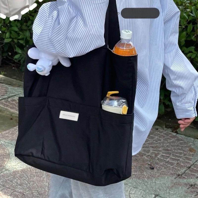 Женская большая сумка, эстетичная однотонная студенческая повседневная сумка на плечо, большая вместительная Оксфордская многоразовая пляжная сумка для покупок 2022