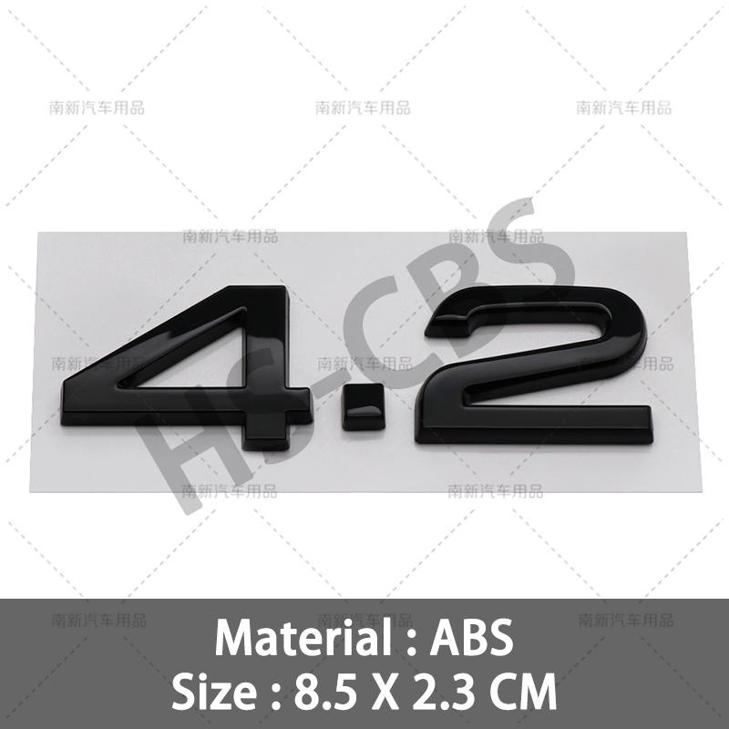 3D ABS 2.4 3.6 Letter Word Emblem 4.2 Rear Trunk Badge Decal Car Engine Displacement Symbol Stickers For Hot A3 A4 A5 A6 A7 A8