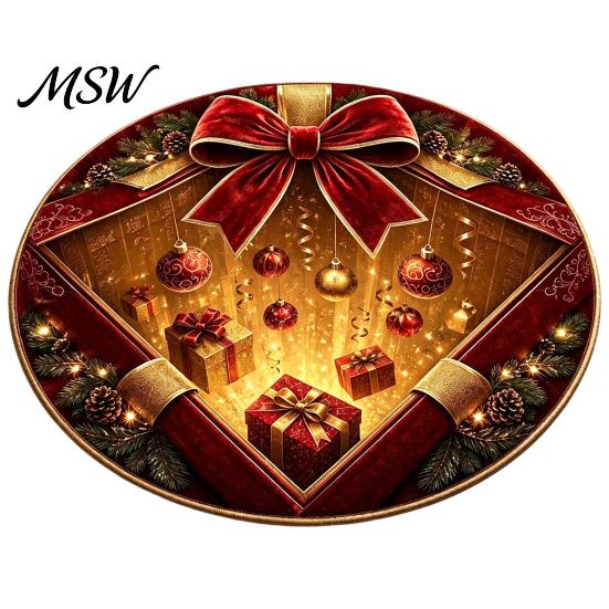 Washable Area Rug for Living Room Christmas 3D Illusion Rug, Black Hole Vortex Visual Effect Mat, Non-Slip Holiday Party Floor Decoration Door Machine