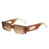 Fashion Rectangle Sunglasses Women Candy Colors Gradient Eyewear Shades UV400 Vintage Metal Cheetah Decoration Sun Glasses EMA