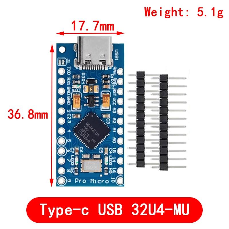 Оригинальный чип Pro Micro ATmega32U4 5 В 16 МГц, замена ATmega328 для Arduino Pro Mini с 2-рядным контактным разъемом для Leonardo UNO R3