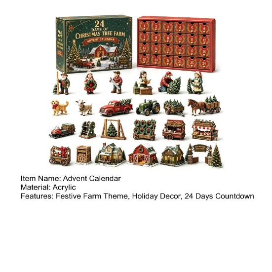 Holiday Gift for Boys 2026 Christmas Tree Farm Advent Calendar, 24 Days Countdown Box with Mini Figures And Accessories Kids Collectors, Festive