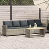 VidaXL Garden Sofa and Cushions 5-Seater Light Grey Wicker, Outdoor Sofa, 5-Seater Garden Sofa, 4104117