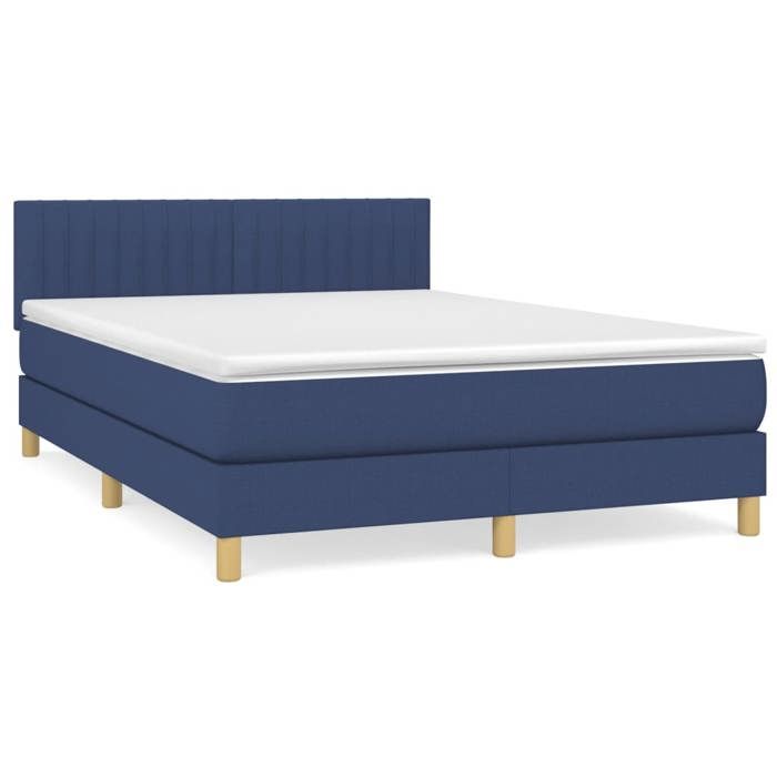 Cadre de lit avec matelas - Maison Exclusive - 140x200 cm - Tête de lit réglable - Bleu