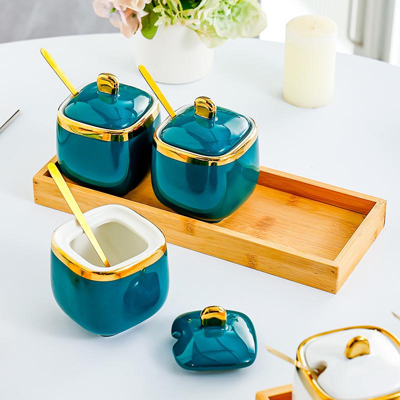 Соль глутамат натрия приправа банка приправа коробка керамика высококлассные кухонные принадлежности бытовая банка для чили-масла комбинированный набор